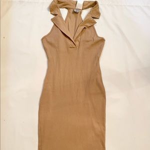 ASOS nude bodycon collared midi dress